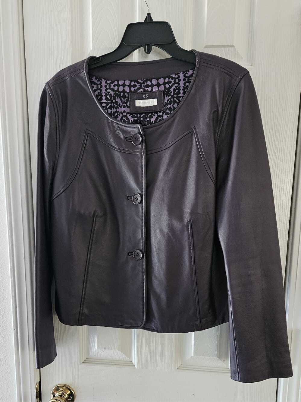 Worthington Leather Jacket in Deep Plum - One SIZE Women's Button Front Coat